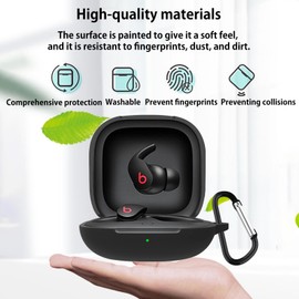 KANOYO Silikon-Schutzhülle, kompatibel mit Beats Fit Pro, Rundumschutz, weiche Silikon-Bluetooth-Kopfhörerhülle, stoßfest, mit Beats Fit Pro, mit Karabiner, Rot