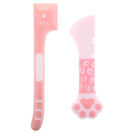 Sorcristy 2PCS Cat Food Spoon, Cats Food Spatula for Wet Pet Can Opener with Mini Spatula Easy Clean Small Jars Spatulas Cat Strip Feeder Spoon for Dogs Cats Feeding Can (Pink)