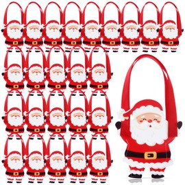 Yoojahow 24 Pcs Christmas Party Favor Bags Bulk with Handles Non Woven Reusable Winter Santa Claus Goodie Candy Gift Bags for Holiday Birthday Party Supplies Baby Shower Decorations