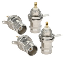 4pcs BNC Female Solder Chassis Panel Connector, BNC Female Bulkhead Crimp Adapter for Monitor Equipment, Coaxial Cable, LAN Devices, CCTV