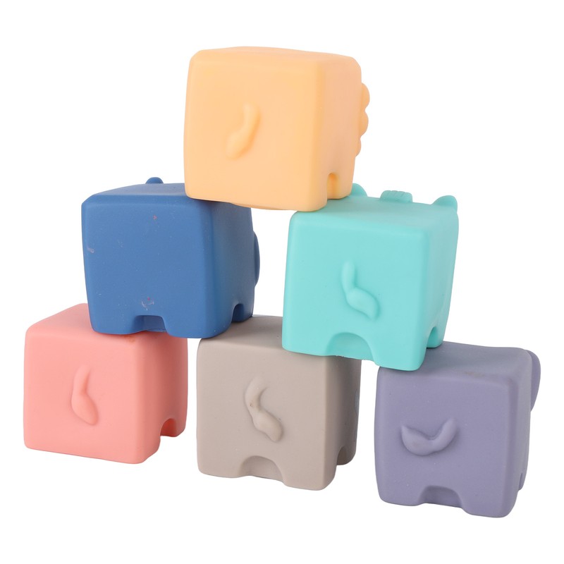 12PCS Children Silicone Building Blocks Soft DIY Educational Chewable Animals