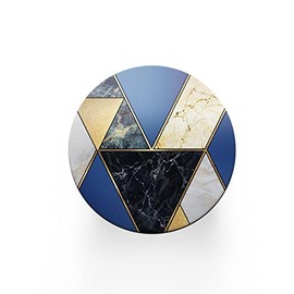Round Single Coaster - Art Deco Blue Marble Effect New Home House Warming Drinks Gift #77838