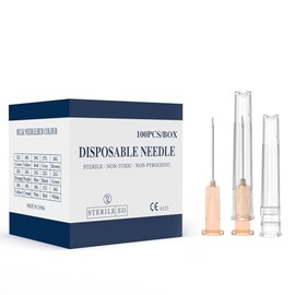 JIBENGAO Aguja de 25 G de 1/2 pulgada (25 g, 13 mm), 100 agujas de laboratorio envueltas individualmente