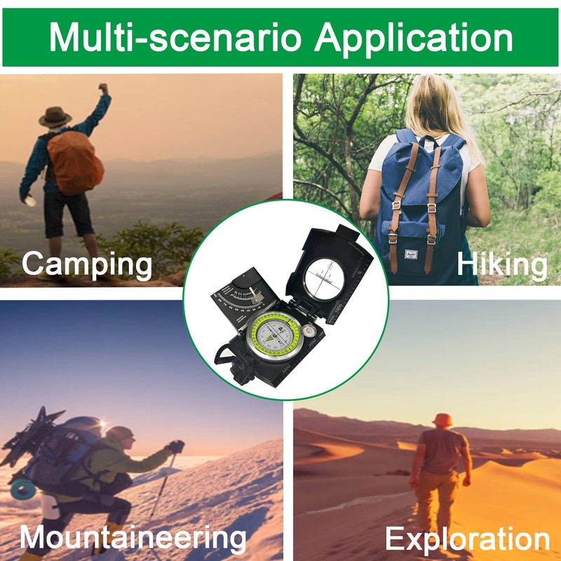 Lensatic Compass Military Grade, JYEASTZ Sighting Clinometer Compass for Hiking,