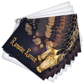 Wright Home & Gift Lanterns Ramadan/Eid Mubarak Greeting Cards | 10 Pack Bulk Set + 10 Envelopes (5x7)