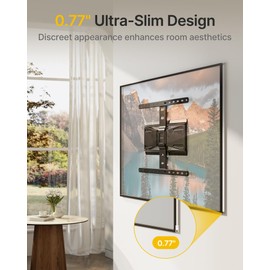 monTEK 0.77" Ultra Slim TV Wall Mount for 43-90 Inch TVs, Swivel & Tilt & Leveling & Extension Wall Mount TV Bracket with Articulating Dual Arms, Low Profile Full Motion tv Mount, 4X Weight Tested
