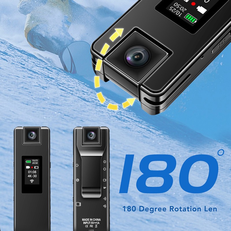 WiFi Body Camera 4K HD Motion Detection 1500mAh 180 Degree