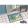 Caroline's Treasures BB9188MAT Guernsey Cow Christmas Doormat 18x27, Teal Front
