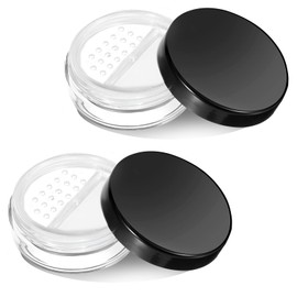 SLYB 2 Pcs 10ml/0.34oz Loose Powder Containers, Refillable Portable Makeup Powder Container, No Leak Travel Empty Case with Rotating Sifter and Lid