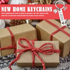 lixulluo 2 Pcs New Home Keychains 2023 New Homeowner House Keyring First Home Keychain for Friends Couple Husband Wife Gift (New Home New Adventures)