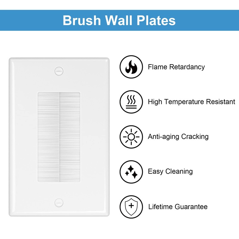 iwillink Brush Wall Plate (2 Pack), Cable Pass Through Plate,
