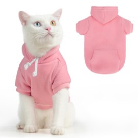 BEAUTYZOO Dog Hoodie & Cat Sweater for Small Dogs Puppy Girls Boys, Fleece Lined Warm Winter Fall Dog Clothes with Leash Hole and Pocket, Ultra-Soft Pet Jacket Coats Kitten Clothing, Pink L