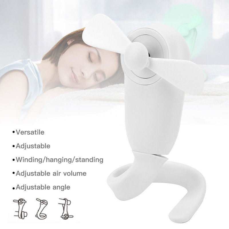 Electric Versatile Small Portable Fan USB Rechargeable Handheld MultiFunctional Cooler(White