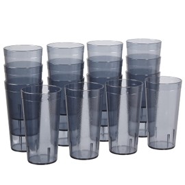 US Acrylic US Acrylic Cafe Plastic Reusable Tumblers (Set of 16) 20-ounce Water Cups in Grey | Value Set of Restaurant Style Drinking Glasses, Stackable, BPA-free, Made in the USA | Top-rack Dishwasher Safe