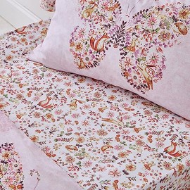 Catherine Lansfield Enchanted Butterfly Double Fitted Sheet Pink