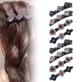 Pinzas para el Cabello Trenzadas, Sparkling Crystal Stone Hair Clips For Styling Sectioning with 3 Small Hair Barrettes, Shiny Rhinestone Hair Clip, Easily Braided Hair Clips Hair Bands (8pcs)