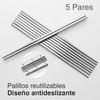 5 Pairs Stainless Steel Chopsticks Reusable Dishwasher Safe Lightweight and