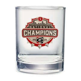 Heritage Pewter 2021-2022 National Champions Georgia Bulldogs Double Old Fashion - Spike Logo | Double Rocks Glass 14 OZ for Liquor | Expertly Crafted Pewter Glass