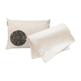 beans72 Organic Buckwheat Pillow with *Quilted Cotton Slip Cover Set (King Size (20x36))