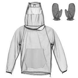 2win2buy Mosquito Bug Suit for Men Women, 2 Pcs Full Body Mosquito Net Suit, Black, XX-Large