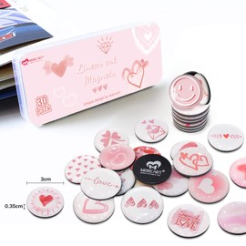 MORCART Pack of 30 Magnets, Pink Heart Magnets for Magnetic Board, Funny Fridge Magnets, Strong Decorative Fridge, Whiteboard, Notice Board, Kitchen, Children and Adults Gift