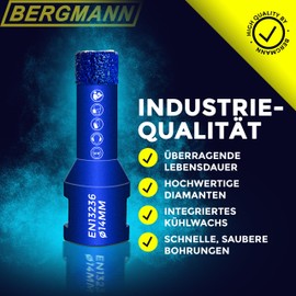 BERGMANN ® Professional Tile Drill Bit Diamond Drill Granite Flex Set of 7 14/12/10/2x8/2x6 mm