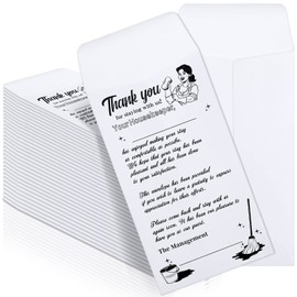 Fainne 600 Pack Housekeeping Thank You Tip Envelopes, Cash Self Adhesive Tip Envelopes for Hotel Motel Coin Seed Money Gratuity Key Cards Saving, White with Black Ink, 3.5 x 6.5 Inches