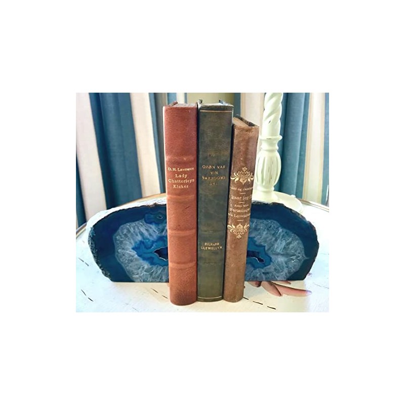 (1.4-1.8kg, Blue) - Decorative Bookends Agate Book Holder for Office