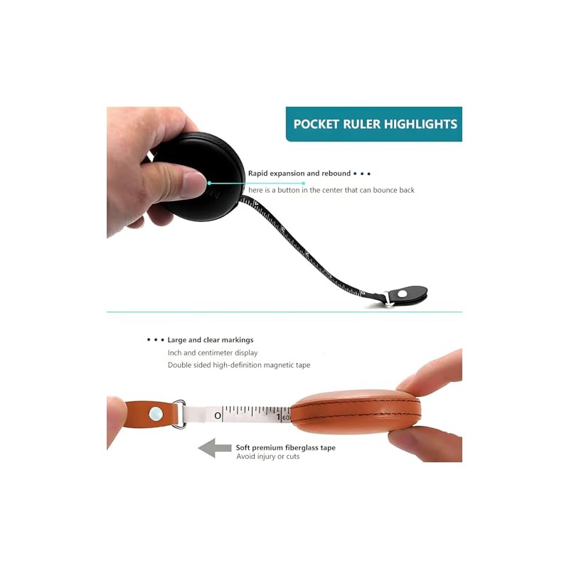 Cinta métrica corporal, paquete de 2 cintas métricas de piel,