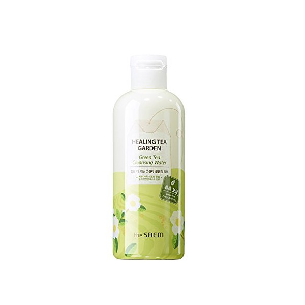 [the SAEM] Healing Tea Garden Cleansing Water Green Tea 300ml (10.14 fl.oz) - One Step No Wash Cleansing Water, AHA Elements Remove Dead Skin Cells, Skin Purifying