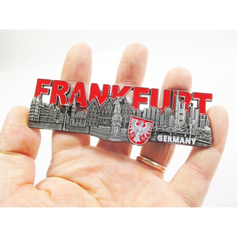 Frankfurt Magnet Metal Souvenir Germany Roman Skyline Banks Big Letter