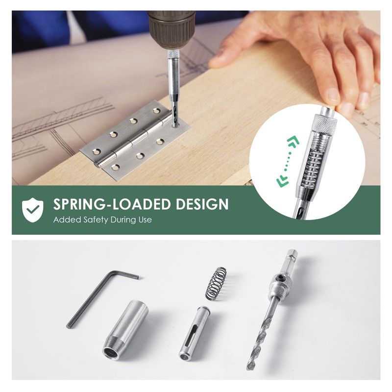 Hinge Drill Bit Set 5PCS – Self Centering Woodworking Hole