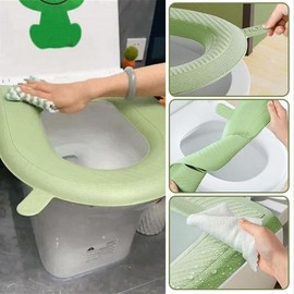 Waterproof Toilet Seat Cushion, 2026 New Toilet Seat Cover Pads - Soft Reusable EVA Cushion with Non-Slip Velcro. Universal, Washable & Portable for Home, Travel, Seniors Comfort. (Green 2Pcs)