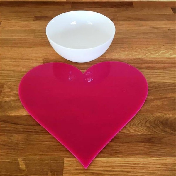 Heart Placemat Set - Gloss Pink 2 Placemats Standard 28cm