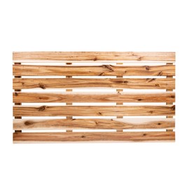 Thirteen Chefs Extra Long 36 x 20 Inch Wood Shower Mat and Wooden Bath Mat, Brown