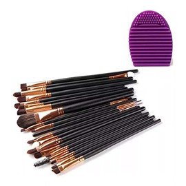 TSM Set De Brochas Maquillaje Profesional De Ojos 20 Brochas  Limpia Brochas de Regalo COMPRAYMAS (NEGRO)                                             