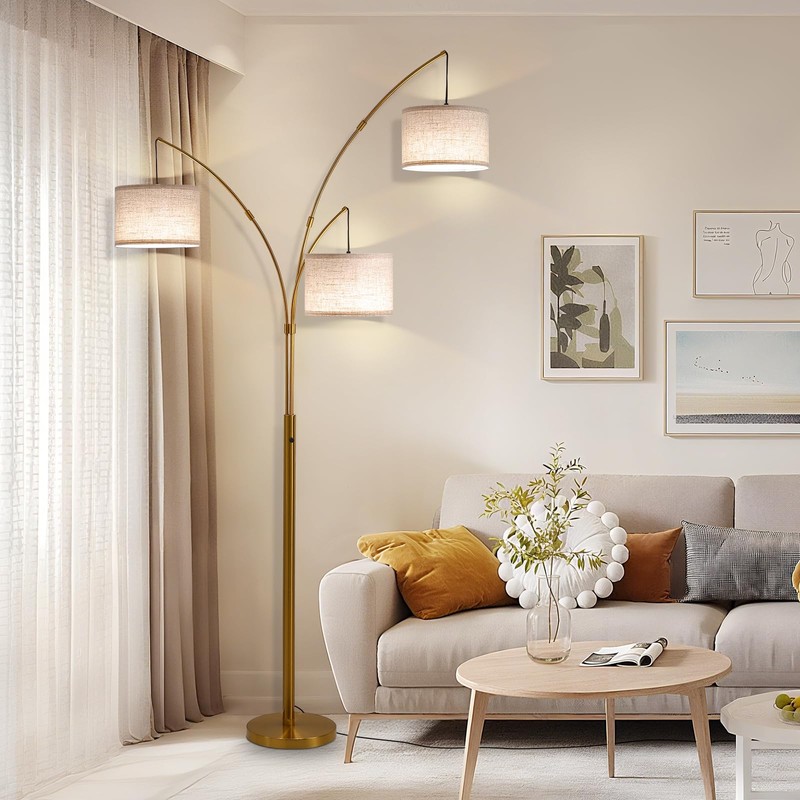 Fansdrick Gold Floor Lamps for Living Room, Super Bright Arc