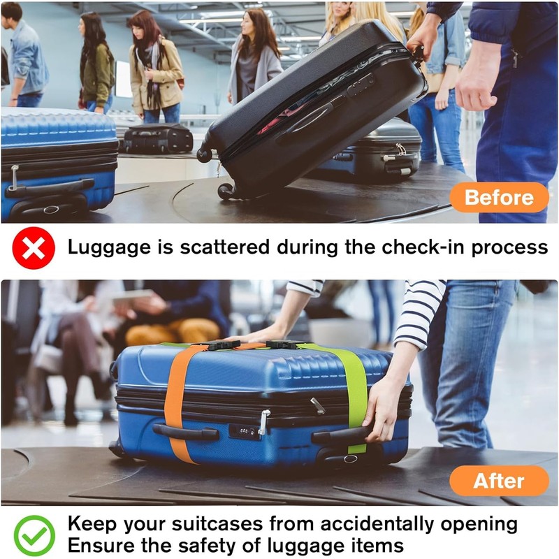 THJOPOKEEL 4Pack Multicolor Luggage Multicolor Straps Suitcase Belt Heavy Duty