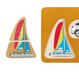 Excellerations Wooden Transportation Puzzle for Toddlers, 4-Piece Puzzle, Educational Toy