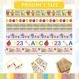 6 Rolls 30 Yards Back to School Ribbons, Welcome Back Grosgrain Ribbons Red Blue Yellow Plaid Ribbons School Rock Ribbons School Bus 3/8" Gift Wrapping Ribbons for Teacher Kindergarten Party Supply