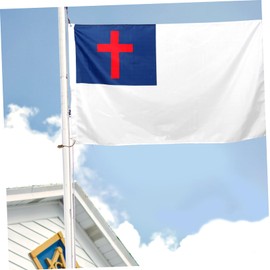 Mipcase 3pcs Celebration Cross Flag Decorative Outdoor Banner with Easy Installation Buckle Rings Vibrant Patterns for Easter and for Garden and Porch Decor