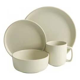 Gibson Home Zuma Juego De 16 Platos Redondos De Cocina, Color Crema/pistacho