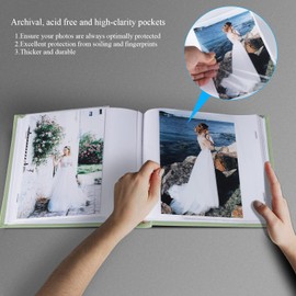 Small Photo Album 5x7 Hold 50 Vertical Photos with Memo Slip-in Pockets, Mini Linen Cover 5x7 Photo Albums with Writing Space for Wedding Baby Family Picture Book Sage Green