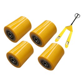 Ruedas Para Patin Hidraulico 82x100 Pu Uso Industrial 4 Pzas Amarillo