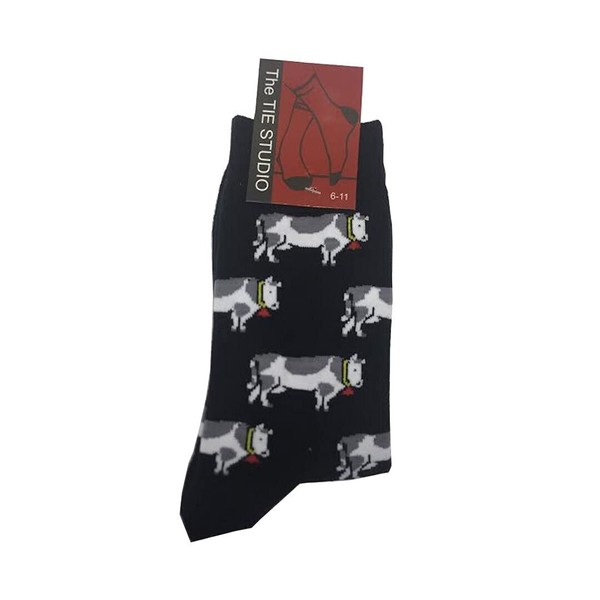 Tie Studio Unisex Adults Cow Socks, Multicoloured, Animal Print, Size