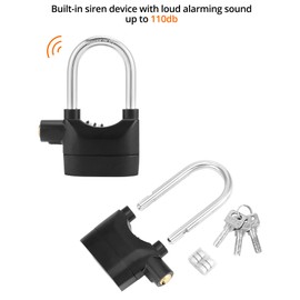 QWORK Alarm Lock, 110 Db Universal Security Alarm Lock System Burglar Door Motor Bike Padlock with 6 Keys (Black), 2 Pack