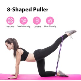 atnayo 3 Pcs Figure 8 Resistance Band,Resistance Bands with Handle(pink+blue+purple)