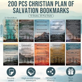 Skyygemm 200 Pcs Plan of Salvation Cards Pocket Bibles Gospel Tracts Bulk Christian Tracts for Evangelism Prayer Holy Postcards Bible Verses Bookmarks Church Religious Supplies