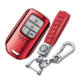 LETINGFAR Key Case, For Honda, Smart Key Case, Key Cover, 2, 3, 4 Buttons, Premium TPU, Dedicated Design for Honda, Key Holder, Gift for Honda, Smart Key Case, red