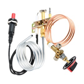 gohantee LP Gas Safety Valve with 3 Outlet Pilot Burner, 0.9 Meters M10x1 Thermocouple, Piezo Igniter Device with Knob Kit Assembly for Pizza Oven, Fireplace, Range Oven